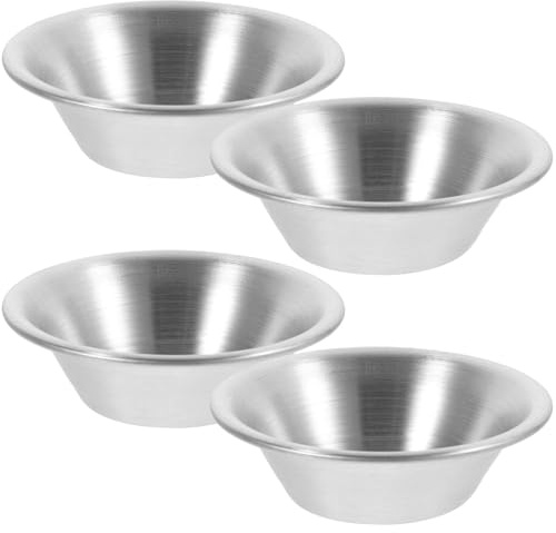 JEWEDECO Molde para Tarta de Acero Inoxidable 4 Piezas Antiadherente Tamaño Compacto para Repostería Casera Muffins Tartaletas y Cupcakes Apto para Horno y Fácil de Limpiar