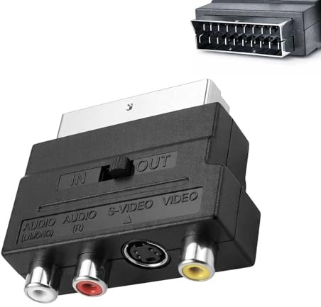 Yowfond Scart su 3 prese RCA IN/Out + S-Video S-VHS AV Audio Video Adapter Nero per immagini e trasmissione audio ottimali