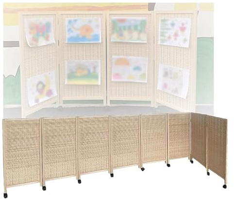 Divisori in bambù a 8 pannelli, pieghevoli, bloccano la luce e traspiranti, recinzioni per casa e asilo (120 x 40 cm), separazione mobile ed elegante