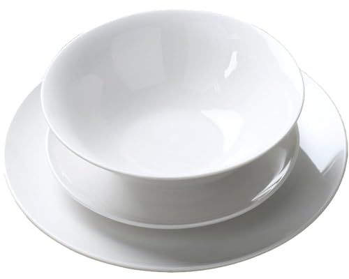Wilko Essentials White Coupe 12 Piece Dinnerware Set, Porcelain