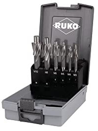 RUKO R102450RO - Juego de plomero plano con mango recto y piloto fijo en caja de plástico, DIN 373, acabado brillante, 6 piezas, R102450RO
