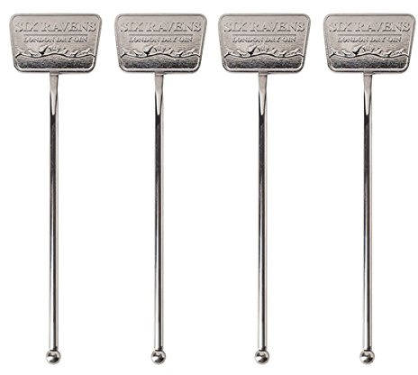 4x Six Ravens Gin & Tonic Varillas / Stirrer / Bar Cuchara | Fabricado en acero inoxidable | Ideal para la preparación de Gin & Tonic