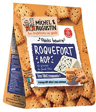 Michel Et Augustin - Piccolo burro Roquefort Aop e semi di papavero blu – piccolo burro – 100 g, 3 pezzi