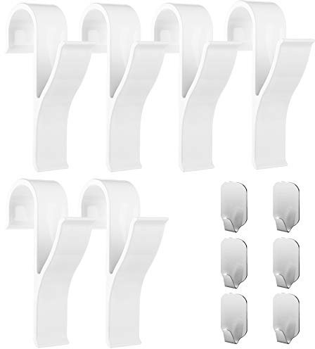 Gancio Rotondo per Termosifone - 6 pezzi di Appendini per Termoarredo (Bianco), 6 pezzi di Ganci Adesivi per Asciugamani in Acciaio Inossidabile - Riordina Il Tuo Bagno Handy Picks (6+6, Bianco Perla)