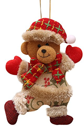 DAY8 Décoration pour Sapin de Noël Rouge et Blanc - Ornement Suspendu Ours - Décoration Extérieure et Intérieure - Bricolage Déco