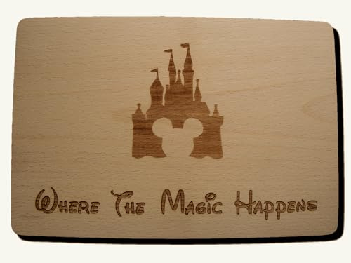 Disney Castle - Tabla de cortar de Mickey Mouse grabada con láser (24 x 17 x 1,5 cm)