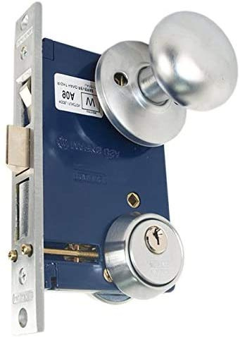 Marks 22AC LHR Satin Chrome Double Cylinder Iron Gate Ornamental Mortise Lock Set with 2-1/2 Backset