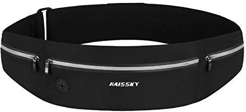 GUZACK Slim Running Belt for Phone 6.8'', Ultra Light Running Belts for Women/Men, Zipper Waterproof Running Waist Pack, Reflective Running Fanny Pack With 3 Separate pouch