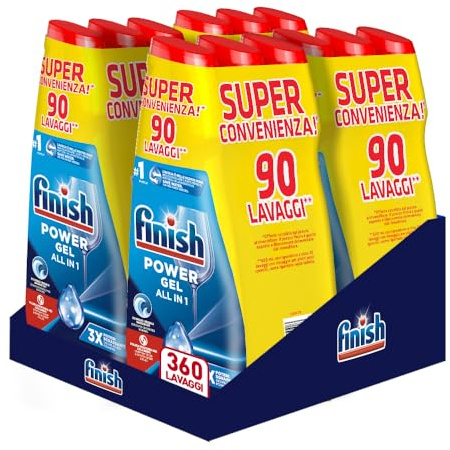 Finish Powergel Fresh diskmedel, 360 tvättar, diskmaskinsgel, 600 ml (12-pack)