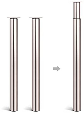 Dhouse Tischbeine 2-Stück Höhenverstellbar 710-1100mm, Ø 60 mm Zylindrischer Möbelfuß Metall für Frühstückstisch Schreibtisch Arbeitsplatten (Nickeldrahtzeichnung)