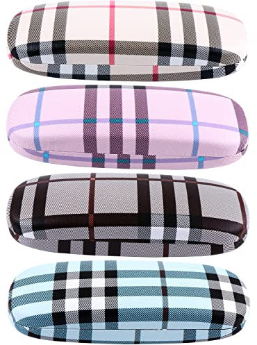 4 Pezzi Custodia Occhiali Rigida da Sole, Astuccio Occhiali Rigido, Custodia Rigida per Occhiali da Sole, in Tessuto di Lino, Scatola di Protezione di Occhiali con 4 Panno(4 colori)