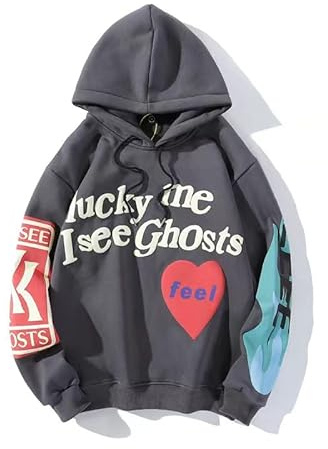 Lucky Me I See Ghosts Felpa con cappuccio Hip Street Rapper Unisex Coppia Felpa con Stampa Novità