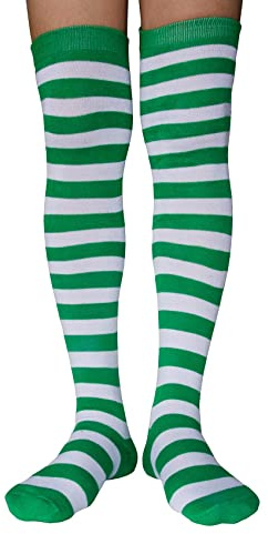 AUSUAYA Femme Chaussettes Hautes Mollet Rayées Extra Longues, Au-Dessus Du Genou Rayures Bas En Coton Pour Cosplay & Chaussettes De Jambe Gothiques GB-LW-3, Taille unique
