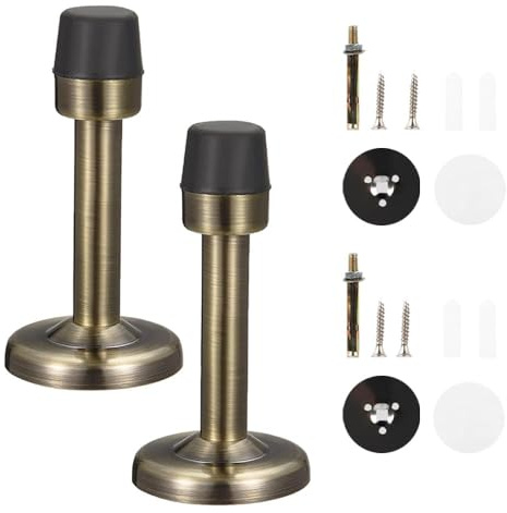 2 Pack Door Stoppers, Bronze Stainless Steel Wall Protector Home Door Stops with Rubber Buffer Bumper for Sound Dampening | Wall Protector, With Rubber Buffer Bumper, Sound Dampening, Home Door Stops