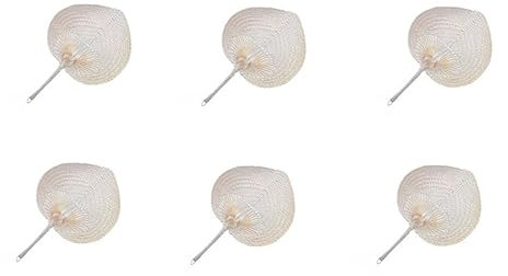 HERSIG - Pack 6 pay pays medianos color natural | Pack 6 abanicos pai pai de palma lacados 22x30cm