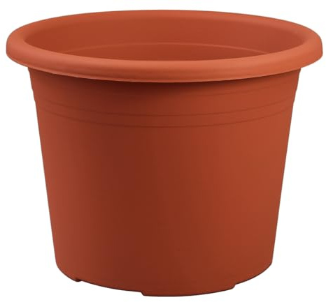 Dehner Blumentopf Cylindro, Pflanzentopf frostbeständig/UV-beständig/wetterfest, Pflanzkübel recycelt, ca. Ø 40 cm, Höhe 28 cm, Kunststoff, terrakotta | Pflanzentopf frostbeständig / UV-beständig / wetterfest, Pflanzkübel recycelt, Kunststoff