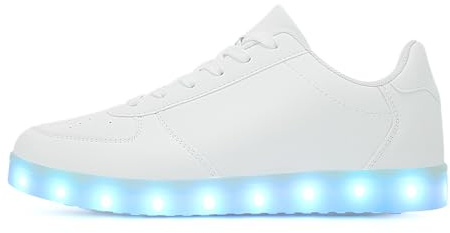OEKLA Unisex LED Shoes - Fashion Light Up Sneakers, Breathable USB Charging Glowing Luminous Shoes for Men Women (White, Adult, 11, US Footwear Size System, Medium)