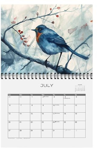 Wandkalender mit Vögeln zum Aufhängen, Wandkalender mit Vögeln – Vögel, 12 Monate Monats-/Wochenplaner, Kalender für Küche, Arbeitszimmer