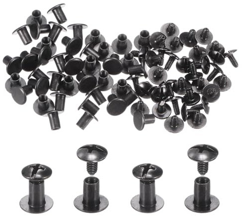 QUARKZMAN 100 Set Chicago Viti Bottoni 5/16 Testa Piatta Rotonda Lega Zinco Metallo Chiodi Rivetti Borchie Borchie Metallo Rivetti Bronzo per Lavorazione Della Pelle Borsa Cintura