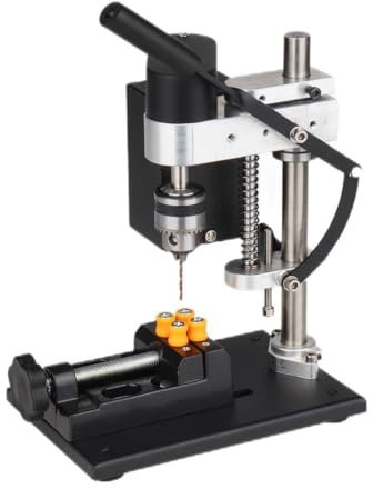 Mini Pillar Drill, 200W Benchtop Drill Press with 7 Speeds, 50mm Stroke, 795 Motor and 0.3-4mm Chuck, 10000 r/min Table Driller with Bench Vise for Metal Wooden PVC Drilling, UK Plug