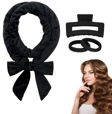 Rizador de Pelo Sin Calor Negro Rulos Ondas Sin Calor Diadema para Rizador Sin Calor Rizadores Terciopelo Sin Calor para Cabello Largo y Medio