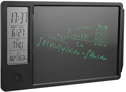 Tavoletta Grafica LCD, Lavagna Elettronica Ricaricabile da 10 Pollici con Calendario Orologio Digitale, Tavoletta Grafica Cancellabile, Blocco Note Elettronico per Ufficio, (BLACK)