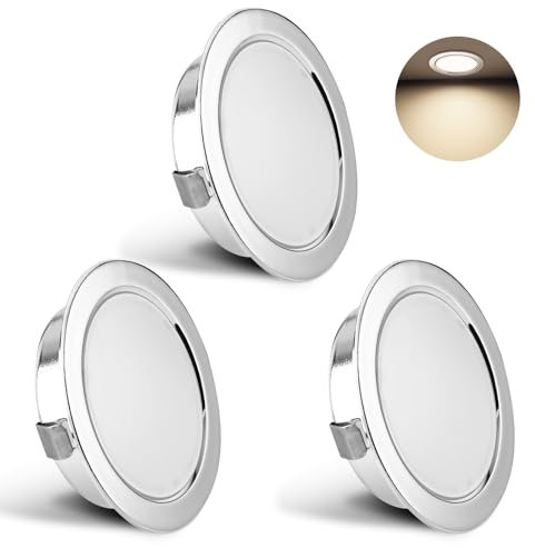 YindaLux Set di 3 Faretti LED da Incasso per Cartongesso 230V 3W 4000K Neutro, 15mm Ultra Piatti 300LM Apertura Soffitto 55-58mm, IP44 Faretti LED Soffitto, Cromato