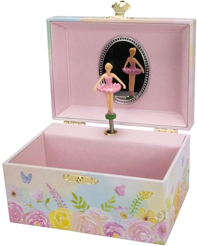 GICO Smyckeskrin, ballerina för flickor, speldosa med musik, roterbar figur och spegel, födelsedagspresent för flickor, smyckeskrin för barn, 15 x 13 x 9 cm – 92072