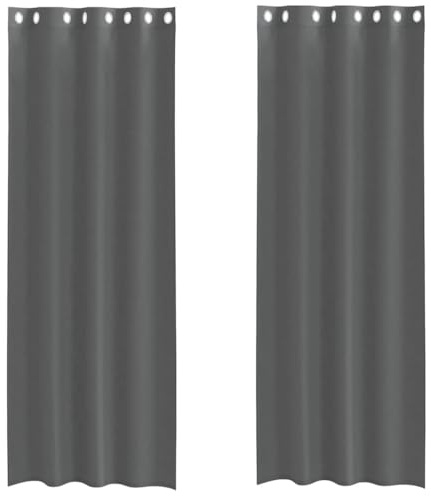 vidaXL Cortinas de Gasa con Ojales 2 uds Gris Oscuro 140x260 cm, Visillo, Cortina Transparente, Voile para Ventanas, Tratamiento de Ventanas