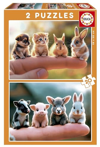 Educa - Kinderpuzzle Tierbabys | 2x20 Teile Puzzleset | Tierpuzzle Tierbabys Kinderpuzzle | ab 4 Jahren (20221)