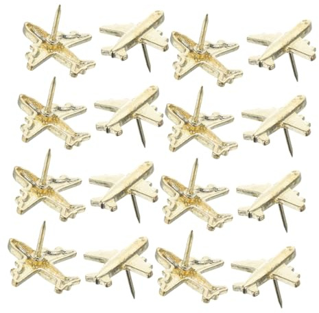 Metall Druckstifte in Flugzeugform 24 Stück aus Metall | Dokumente und Fotos, Goldfarben, für Zuhause und Schule, Dekorativ und Multifunktional