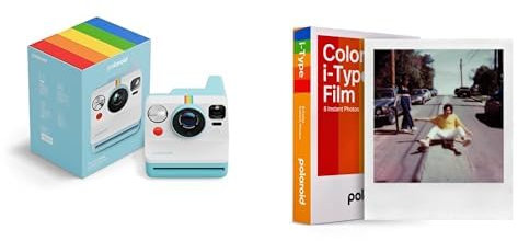 Polaroid - Now Gen3 - Fotocamera istantanea + Color Film 8 películas - Artic Blue, Azul Artico, Cámara Instantanea + Color Films (8 Hojas)
