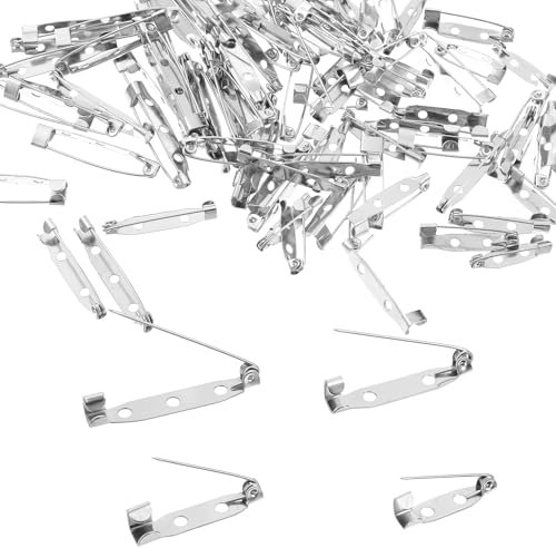 Nogeqi 120 Stück Silber Anstecknadel Broschennadeln, Metall Sicherheitsnadeln Set, Anstecknadeln Pins zum Basteln mit Sicherheitsverschluss für Schmuck Bastelarbeiten Abzeichen (20/25/30/35 Mm)