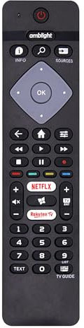 FOXRMT Sostitutivo Telecomando Philips TV per tutte Philips 4K Amblight Smart TV–Telecomando universale Phlips Amblight preprogrammato BRC0884301/01