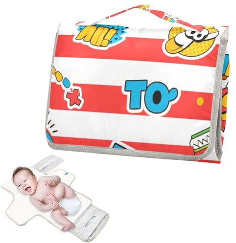 Wiederverwendbare Wickelunterlage mit Windeltasche, Wickelunterlage für Babys mit integriertem Kissen