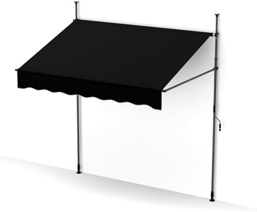 FANTASK Store de Balcon de 300 cm avec manivelle, résistant aux UV et sans perçage, Hauteur réglable (Noir)