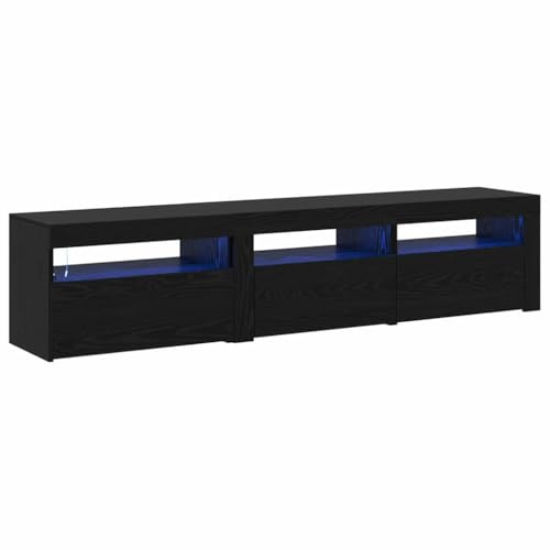 vidaXL Meubles TV 2 pcs Chêne Noir 180 x 35 x 40 cm Bois d'ingénierie, Décoration de Salon, Meuble TV Moderne, Design rectangulaire, éclairage intégré, Grand Espace de Rangement.