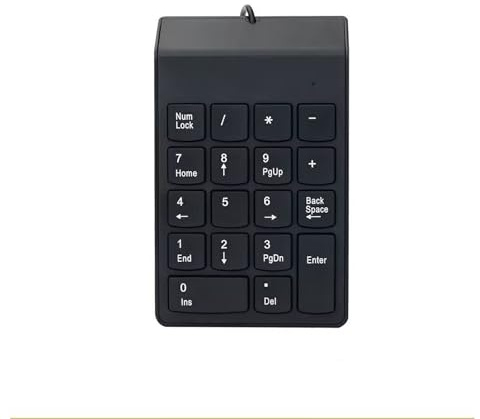 Pavé numérique filaire, clavier numérique 18 touches USB, clavier de comptabilité de bureau, accessoires compatibles avec Chromebook, Notebook, EliteBook, MateBook, etc. (Noir)