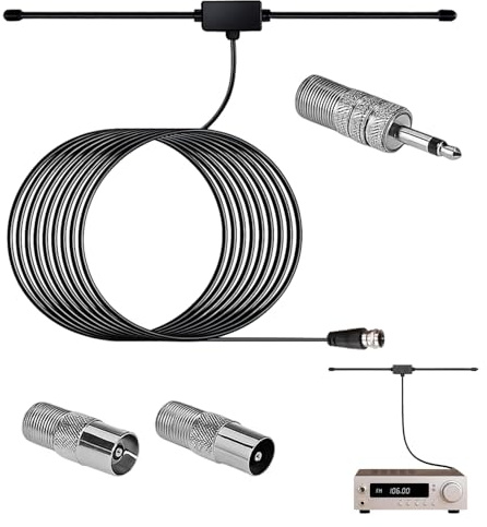UKW Antenne DAB Antenne für Stereoanlage, 75 Ohm Dipol Radioantenne mit F Typ Stecker, FM Antenner für Stereoanlage, 3M Verlängerungskabel, Radioantenne für Stereoanlage, Heimkino & AV Receiver
