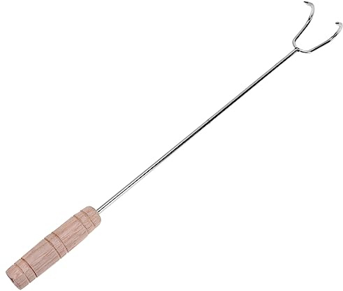 Ipetboom Pinchos para Barbacoa con Mango de Madera Antideslizante Acero Inoxidable Resistente al Calor Doble Gancho para Asar Carne y Verduras Utensilios de Cocina para Parrilla y Camping
