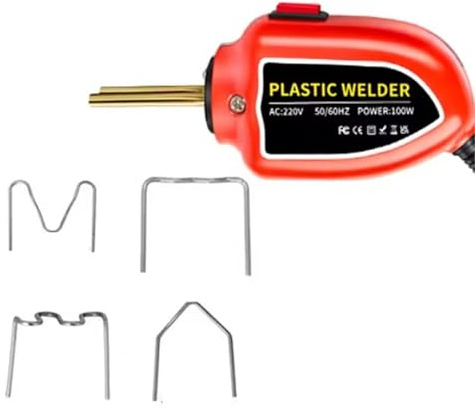 DGOINGPI Soldador de plástico Máquina de Soldadura de plástico de 100 W, Pistola soldadora de plástico, 200 grapadoras Calientes, Kit de reparación de Parachoques, Soldador(Red)
