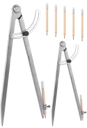 STARVAST 2 Stück Spitzzirkel 300 mm/200MM, Große Bleistift Markierung Zirkel mit Bleistifthalter für Zeichenkreise, Zimmerei, Metallbearbeitung und Lederverarbeitung