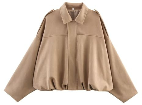 Giacca Camoscio Donna Primavera Autunno Oversized Suede Giacca Bomber Donna