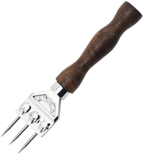 Eispicker zum Brechen von – 7,09 x 14,17 Spike-Werkzeug, Holzgriff, Totenkopf-Muster, Edelstahl, Sharps Crusher Pick | Küchenbar-Zubehör für Barkeeper, Cocktails, Whiskey, Getränke, Camping