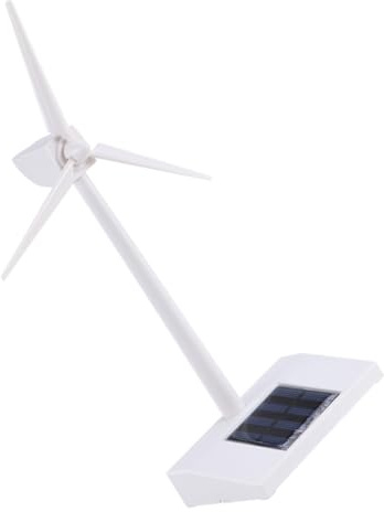 Solar Powered Wind Turbine Model ABS White Windmill for Children | Desk Decoration, 0.2w Panel, No Battery Required and Easy Assembly, Racing Style Wind Turbine