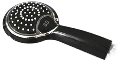 1 x LED-duschhuvud med digital temperatursensor, 3 bytesfärger, vattendrivna badrumstillbehör (svart)
