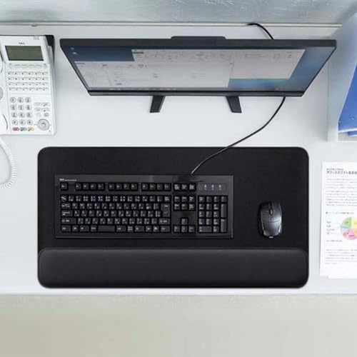 Grand tapis de souris de jeu 3 en 1, 70 x 40 cm, grand tapis de clavier ergonomique avec repose-poignet, coussin de soutien en mousse à mémoire de forme souple pour taper au bureau, à la maison