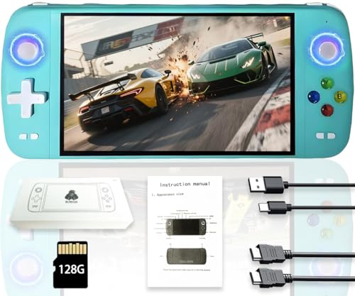 New M27 Handheld Game Console,Built-in 64G with 20000 games,Linux System,7-inch big IPS Screen,Portable Pocket Mini Arcade,HD Output (Green,64G)