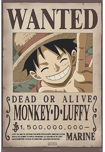 GB Eye – Póster One Piece Chibi Wanted Luffy – Producto oficial – Tamaño 52 x 38 cm – Papel laminado de alta calidad – Póster Prime Pirate