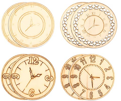 ANKROYU Buchsbaum 4,5 cm, 8-teiliges Set, Holzausschnitte, runde Uhrenform, unlackierte Holz-Bastelstücke, DIY-Malerei, Dekoration für Zuhause, Kunstprojekte, Geschenke, Buchsbaum